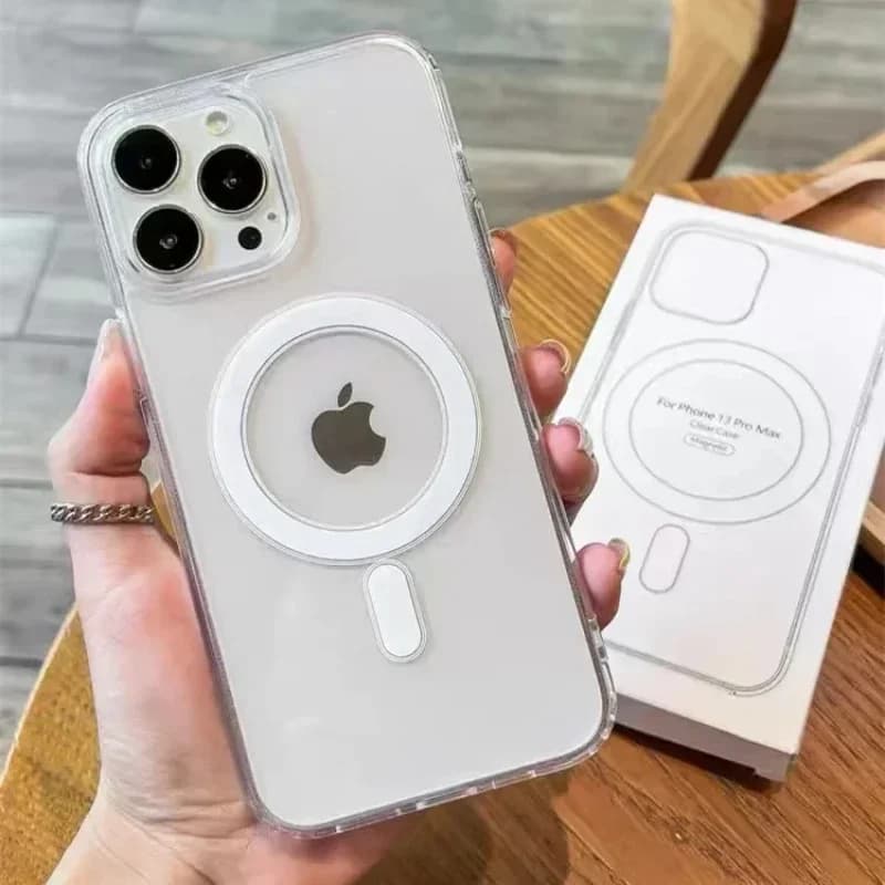 Coque de protection transparente d’origine pour iPhone 18 ProMax 17 16 15 14 13 Mini 12 11 X XR XS 7 8Plus, compatible avec la charge sans fil magnétique MagSafe